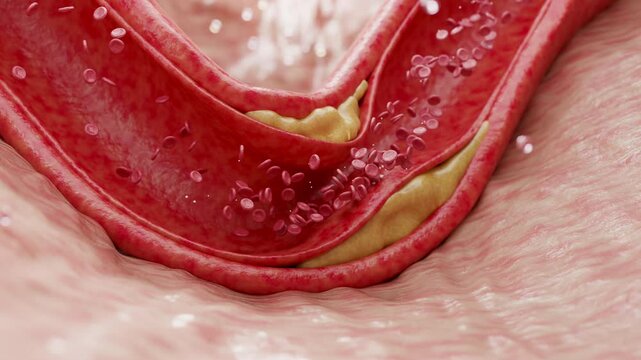 Cholesterol in arteries blocks blood flow, causing hyperlipidemia or atherosclerosis
