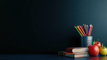Educational Scene with Chalkboard and Supplies