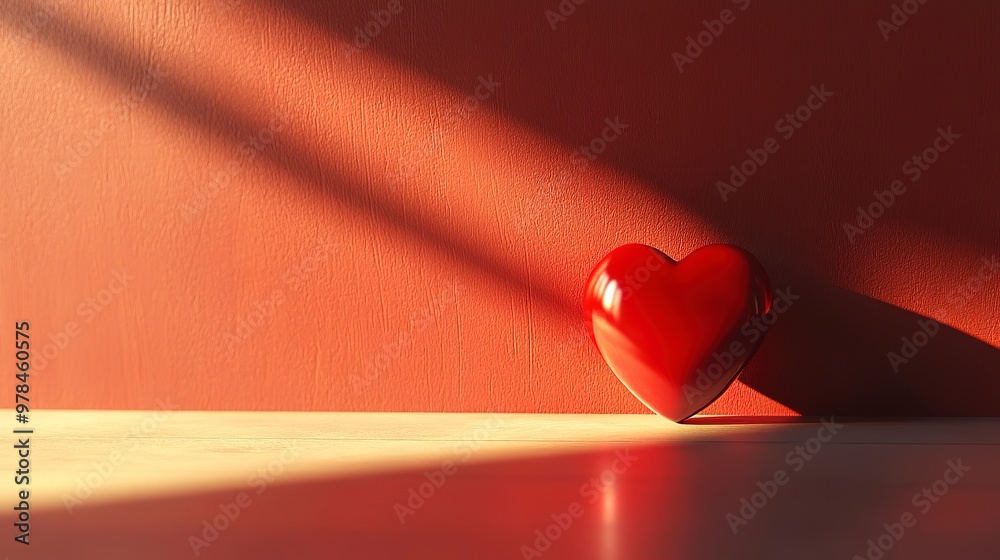 Sticker Copy space heart shaped shadow Modern Valentine s concept Creative love idea Minimalistic Mother s composition