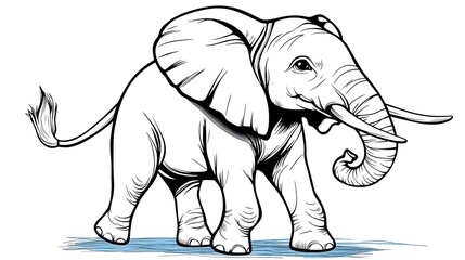Fototapeta premium Cheerful Elephant Outline for Kids Coloring and Artwork 
