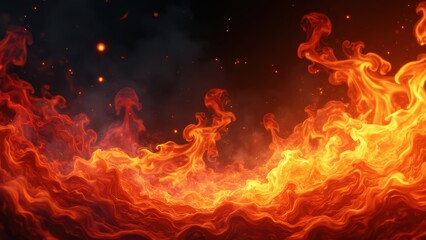 Fototapeta premium Fiery Blaze: A Captivating Visual of Flames Engulfing the Night, Highlighting the Intensity and Warmth of Fire.
