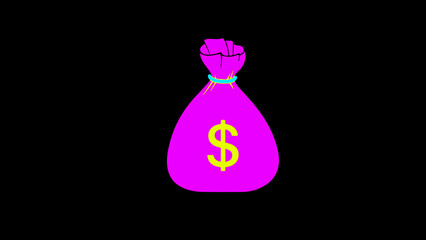 dollar bag icon. money bag icon on black background.
tag:
