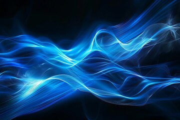 Obraz premium Abstract Blue Background With Smooth Lines, Abstract blue light trails in motion on a dark background, colorful background, abstract blue smoke