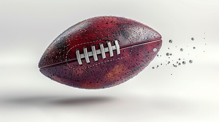 Wet American Football with Water Droplets