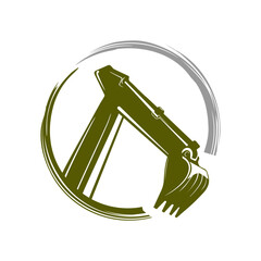 heavy equipment machinery construction excavator logo design vector on a white background