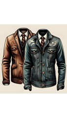 Fototapeta premium man jacket vintage illustration isolated on transparent background