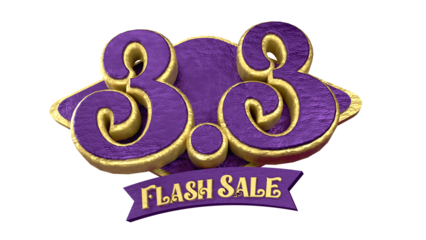 3D purple shopping day 33 promotion sign 3d isolated for three day of three month