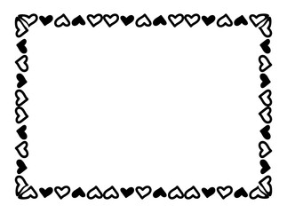 heart line frame rectangle doodle art, heart border outline adorable, framework decorative with heart doodle art line, picture frame with heart shape outline continues