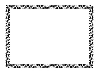 heart line frame rectangle doodle art, heart border outline adorable, framework decorative with heart doodle art line, picture frame with heart shape outline continues