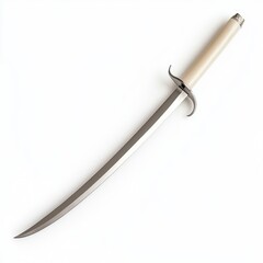 A white and silver sword with a black tip