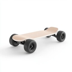 A skateboard with a white and tan design