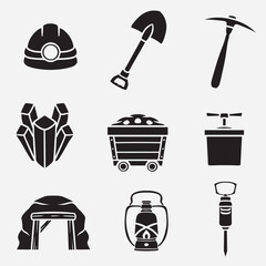 set of mining good for icons, logo, element design, silhouette design, etc