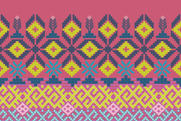 Nature vintages  pixel art pattern, fabric  , Aztec tribal ornament print, Geometric ethnic seamless,vector , perfect for fabric print ,cloth ,dress ,carpet, curtains, blanket, rug, women carpet.