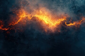 Fototapeta premium A dramatic depiction of fiery orange flames against a dark, textured background.
