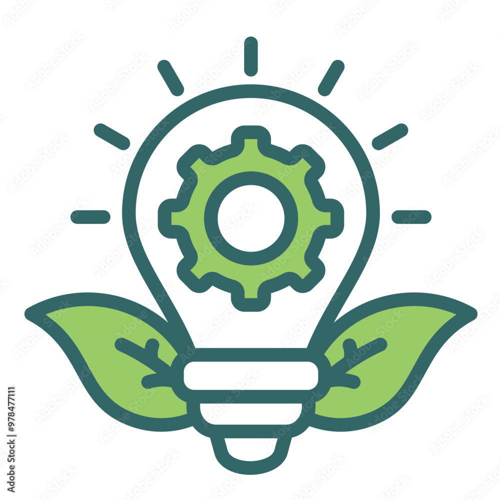 Sticker green innovation icon