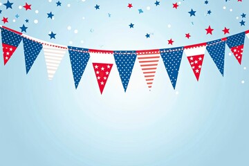 Obraz premium A blue and white memorial day banner with stars and stripes .generative ai