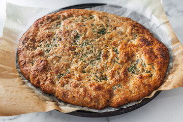 wholemeal flatbread with herbs and poppy seeds, healthy food recipes