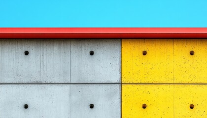 Grey and Yellow Concrete Wall with Circular Holes