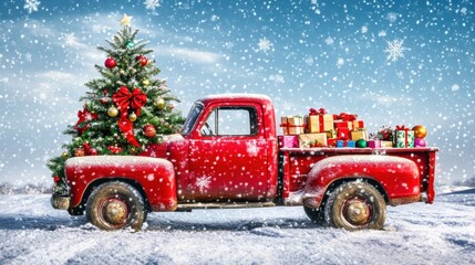 Christmas Truck Snow.