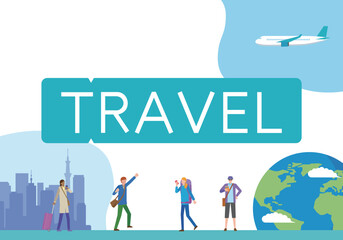 旅行を楽しむ人々のイメージイラスト