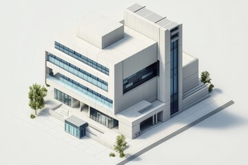 A modern architectural building with large windows and a sleek design.