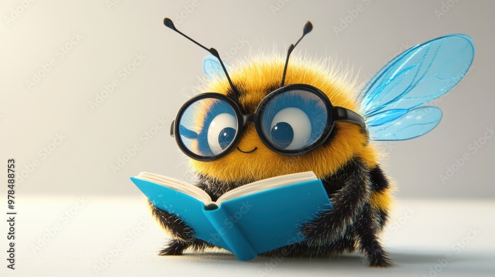 Poster Bee Reading Book.