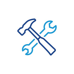 Hammer and wrench icon, repair icon vector