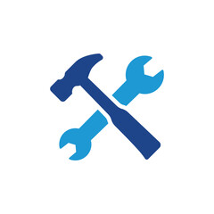 Hammer and wrench icon, repair icon vector