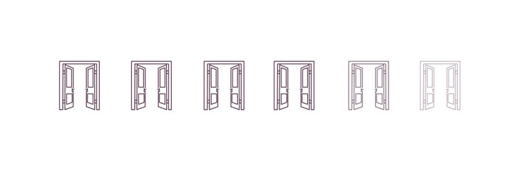 doors open  outline icon. Linear vector from construction concept. 6 different line style doors open  icon included thin, light, regular, medium, bold, black