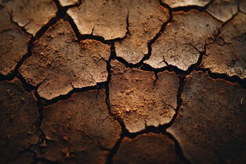 Fototapeta premium Macro Close-Up of Dried Mud: Capturing Organic Textures and Sunlit Shadows