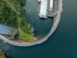 Karapiro Hydro Power Station on the Waikato River in Karapiro, Cambridge, Waikato, New Zealand.