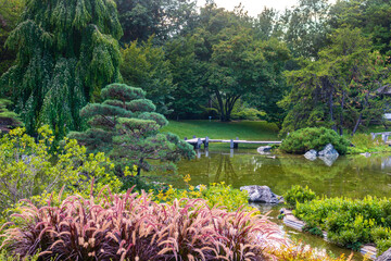 landscape, Japanese garden, Montreal Botanical Garden