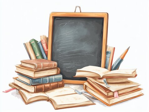recommend clip art: Teacher clipart with a chalkboard and books