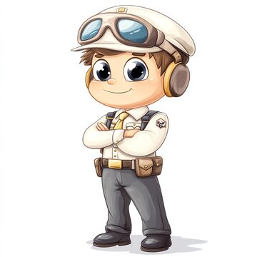 recommend clip art: Pilot clipart with a uniform and airplane