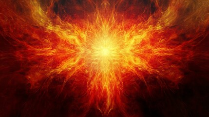 Fototapeta premium Dramatic fire and smoke effect glowing red and yellow colors exploding outwards with center space. Vivid and hot hell abstract or blazing fire background or wallpaper.generative ai