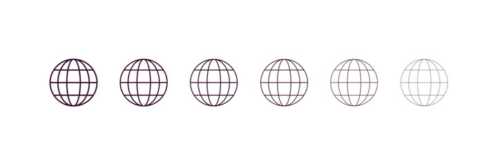 earth grid outline icon. Linear vector from delivery concept. 6 different line style earth grid icon included thin, light, regular, medium, bold, black