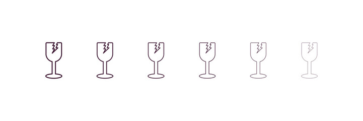 fragile outline icon. Linear vector from delivery concept. 6 different line style fragile icon included thin, light, regular, medium, bold, black