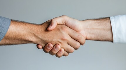 A close-up of two hands shaking, symbolizing agreement, partnership, or collaboration in a business or personal context.