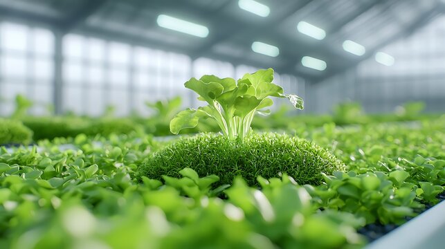 An innovative agricultural facility with interactive digital farming tools and bioluminescent crop production, promoting sustainable agriculture