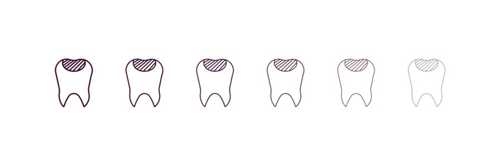 filler outline icon. Linear vector from dentist concept. 6 different line style filler icon included thin, light, regular, medium, bold, black.