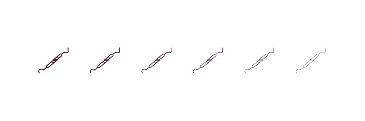 periodontal scaler outline icon. Linear vector from dentist concept. 6 different line style periodontal scaler icon included thin, light, regular, medium, bold, black.
