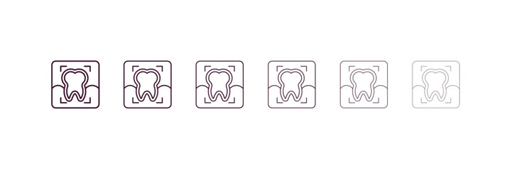radiograph outline icon. Linear vector from dentist concept. 6 different line style radiograph icon included thin, light, regular, medium, bold, black.