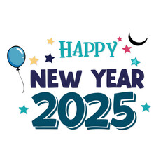 Fototapeta premium Lettering Happy New Year 2025 Elegant Colourful Background Design