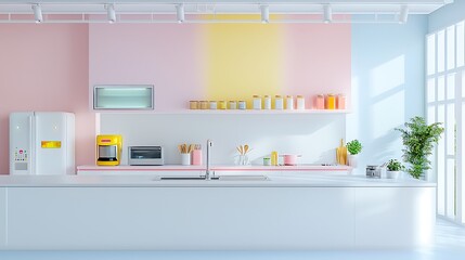 A high-tech kitchen with robotic cooking assistants and neon-infused kitchen appliances, promoting culinary creativity