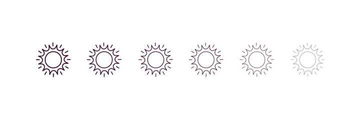 sunlight outline icon. Linear vector from ecology concept. 6 different line style sunlight icon included thin, light, regular, medium, bold, black