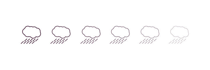 raining outline icon. Linear vector from ecology concept. 6 different line style raining icon included thin, light, regular, medium, bold, black