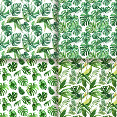 Watercolor Tropical Leaves Seamless Pattern Design