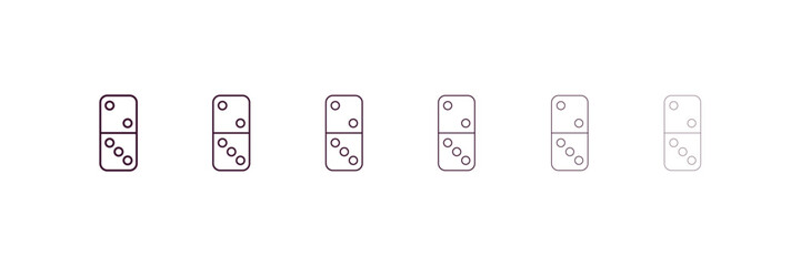 domino outline icon. Linear vector from entertainment concept. 6 different line style domino icon included thin, light, regular, medium, bold, black