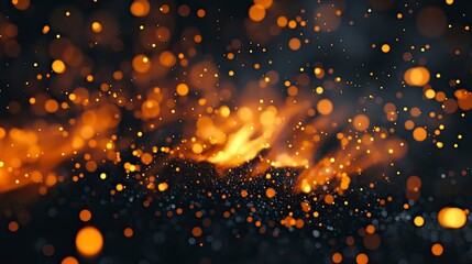 Fire embers particles over black background. Fire sparks background. Abstract dark glitter fire particles lights.generative ai