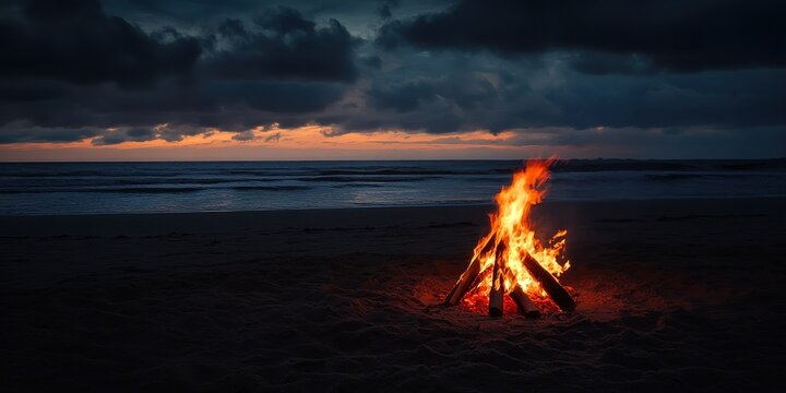 A bonfire on the beach 